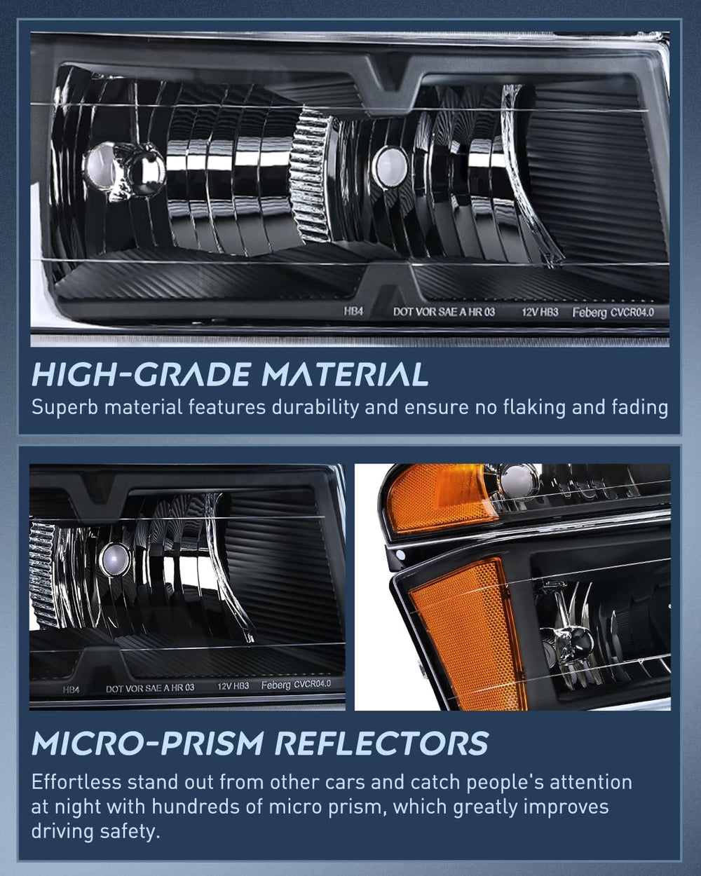 Headlight Assembly 2004 2005 2006 2007 2008 2009 2010 2011 2012 Chevy Colorado GMC Canyon Headlight and Taillight Assembly Combo OE Style Black Housing Amber Reflector with Red Tail Light