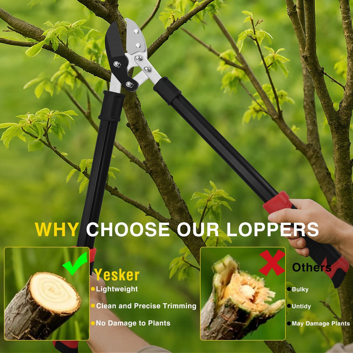 29.5 Inch Loppers Heavy Duty Tree Trimmer Sharp Anvil Blade Bypass Loppers up to 1.6 Inch Dia Cut Capacity Compound Action System Limb Branch Cutter Ideal for Tree Trimming Garden Maintenance