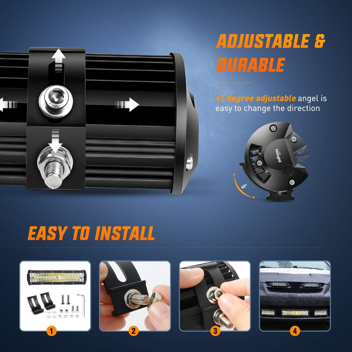 LED Light Bar 12 Inch 300W 4Pcs 4 Inch 60W Spot Flood Pods Off Road Driving Fog Work Lighting for Truck Tractor Pickup Boat SUV ATV UTV Car 4x4 Van Camper Motorcycle Dirt Bike Golf Cart