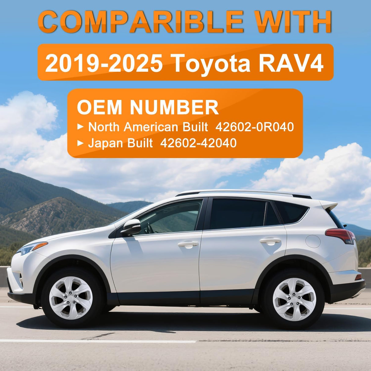 Wheel Cover Hubcaps 17 Inch Compatible for Toyota RAV4 2019 2020 2021 2022 2023 2024 2025 Hub Caps 17 inch Set of 4 Rim Covers Protector Wheel Replacement 42602-0R040 42602-42040, Silver
