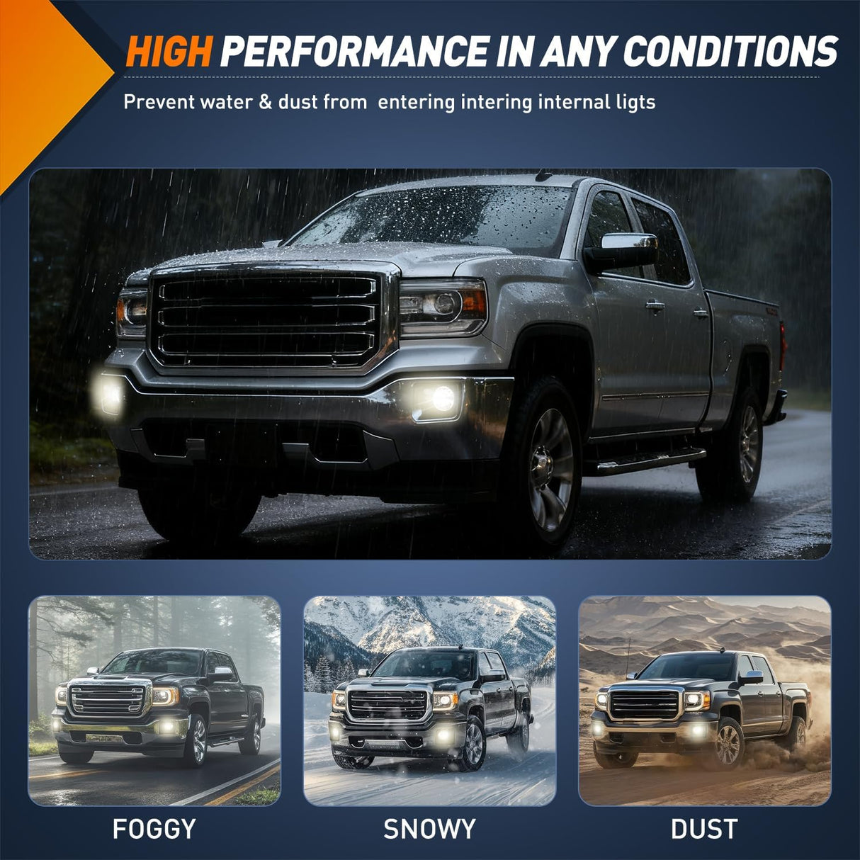 Fog Light Assembly Fog Lights Assembly Compatible with 2014 2015 GMC Sierra 1500 Left Driver and Right Passenger Side Clear Lens w/H3 12V 20W Halogen Bulbs