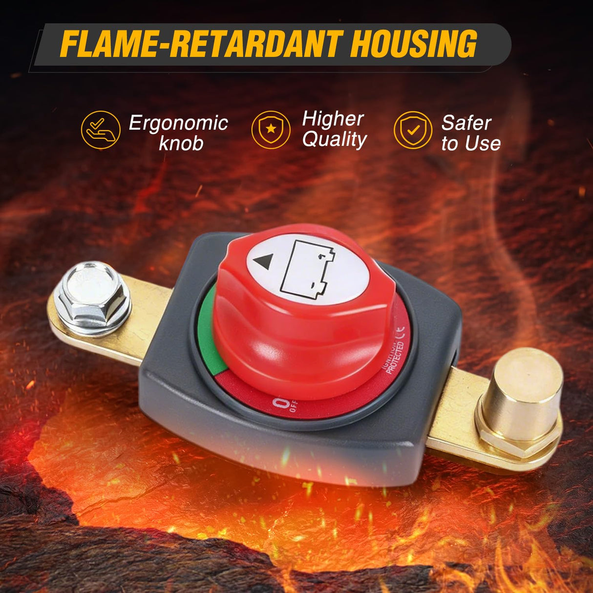 Side Post Battery Disconnect Switch with Adapter Negative | 12V-48V 275A Marine Battery Kill Switch ON OFF Negative Power Cut Shut Off for Boat Car RV