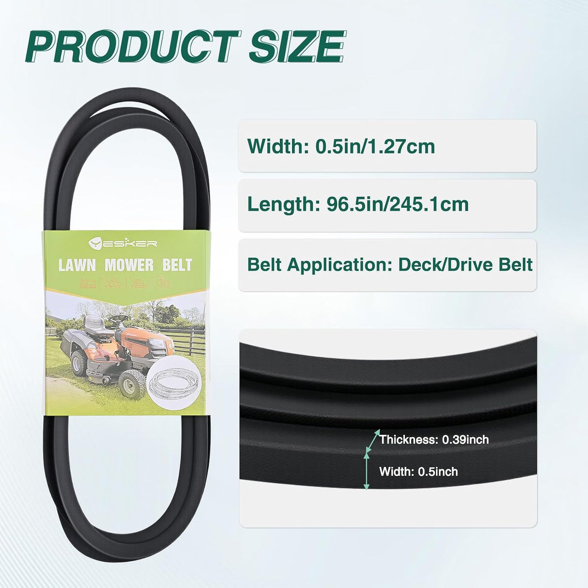 954-04060C 954-04060B Deck Belt for Troy Bilt Cub Cadet 42 inch Deck Belts Length 96.5 Inch for MTD Craftsman John Deere TroyBilt Riding Lawn Tractor Mower Replaces 954-0467A 754-04060B 754-04060C