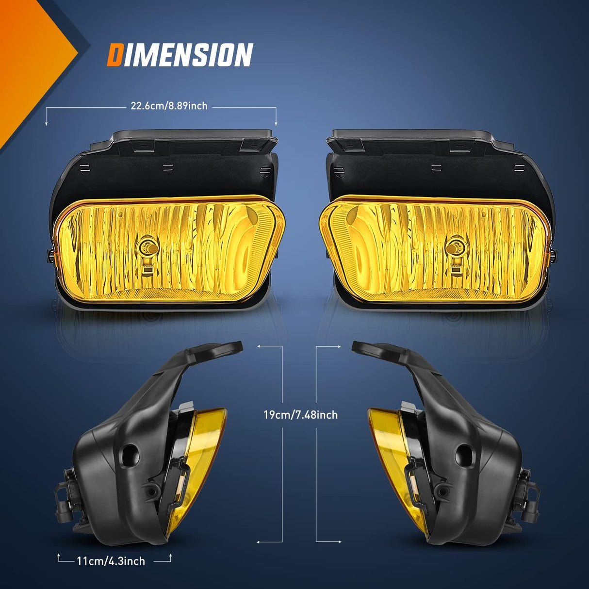 2002-2007 Chevy Silverado 1500 2500 3500 2002-2006 Avalanche Fog Light Assembly Body Cladding H10 Halogen Bulbs Amber Lens Nilight