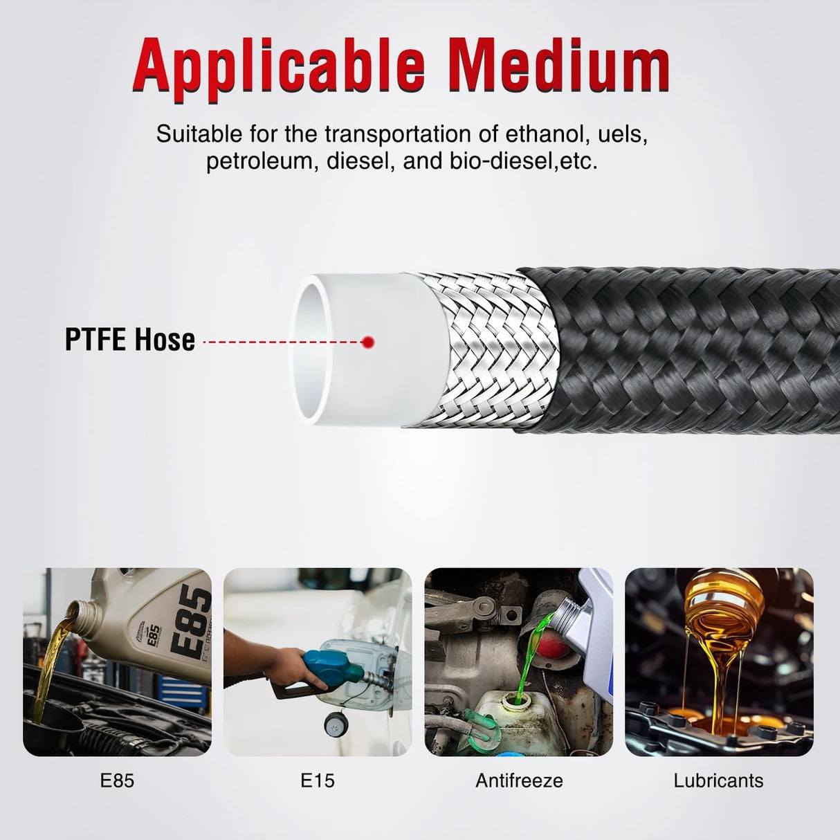 10AN 10FT PTFE Fuel Hose Kit with 8PCS AN10 Fitting&Hose Separator | Fit E85 Nylon Stainless Steel Braided Fuel Hose Universal for Automotive Racing Engines