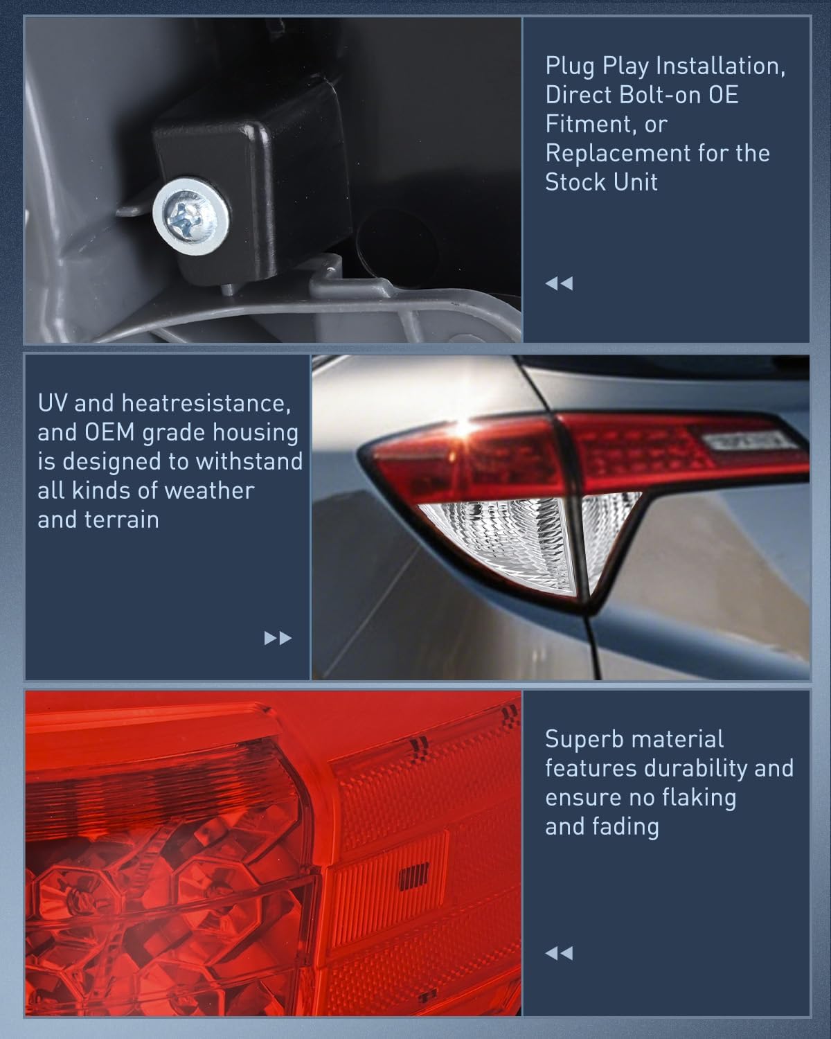 Taillight Assembly Compatible with 2019 2020 2021 2022 Honda HRV Red Clear Tail Light OE Style Rear Outer Lamp Replacement Driver Side