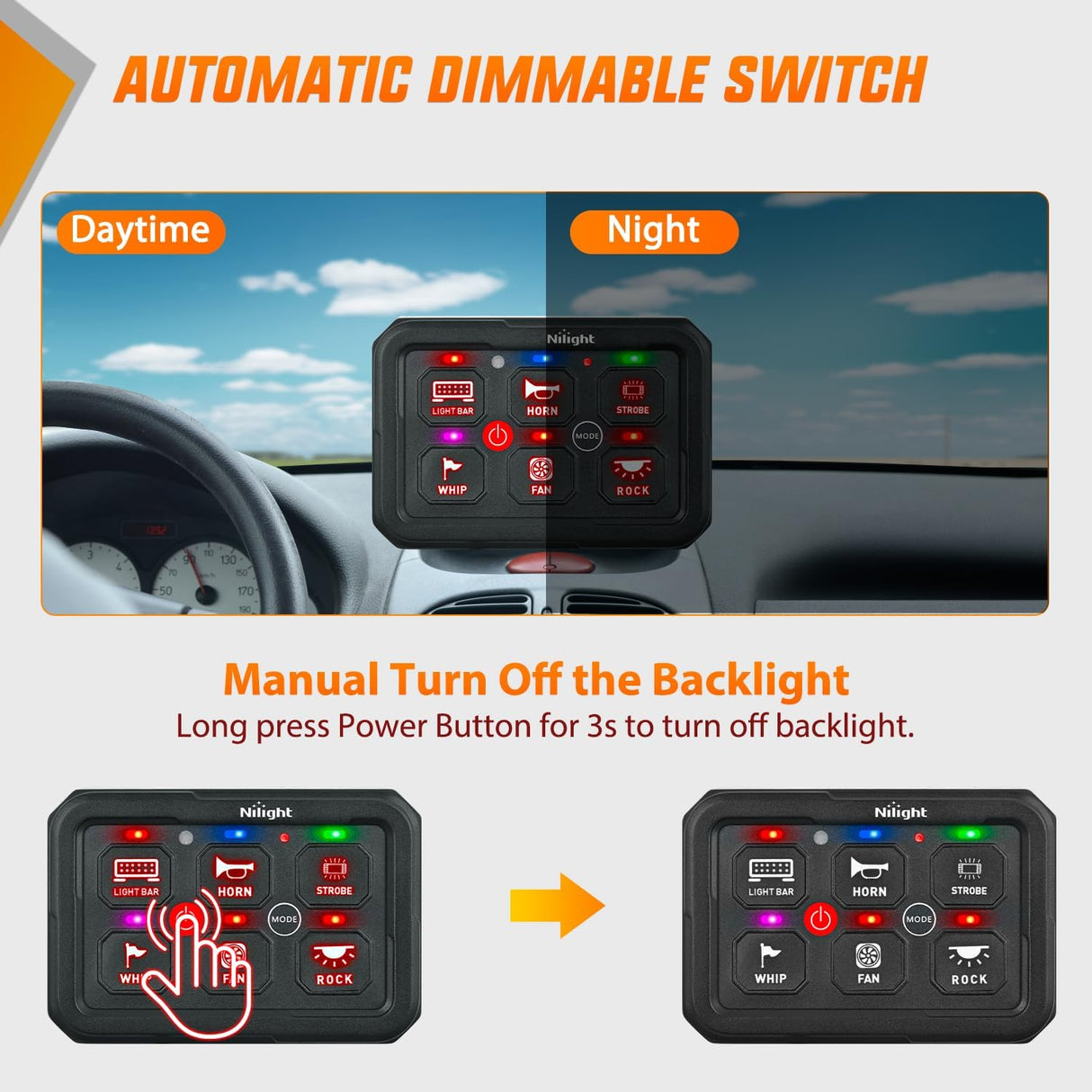 6 Gang Switch Panel Red Circuit Control Relay System with Fuse Wiring Harness Toggle Momentary Strobe Flash Modes Automatic Dimmable ON Off Pod 12V 24V for Car Truck Camper SUV