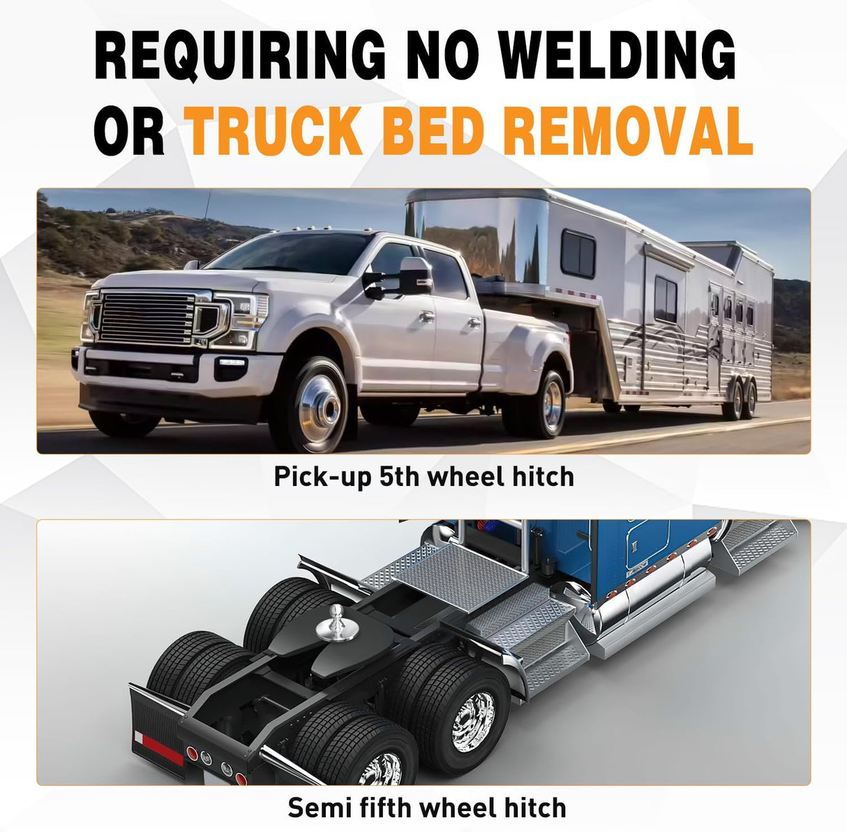 Fifth Wheel to Gooseneck Ball Adapter, Kingpin to 2-5/16 Inch Gooseneck Ball Towing Receiver Adapter for Trailer Tractor w/ 30,000lbs Max Load, Silver