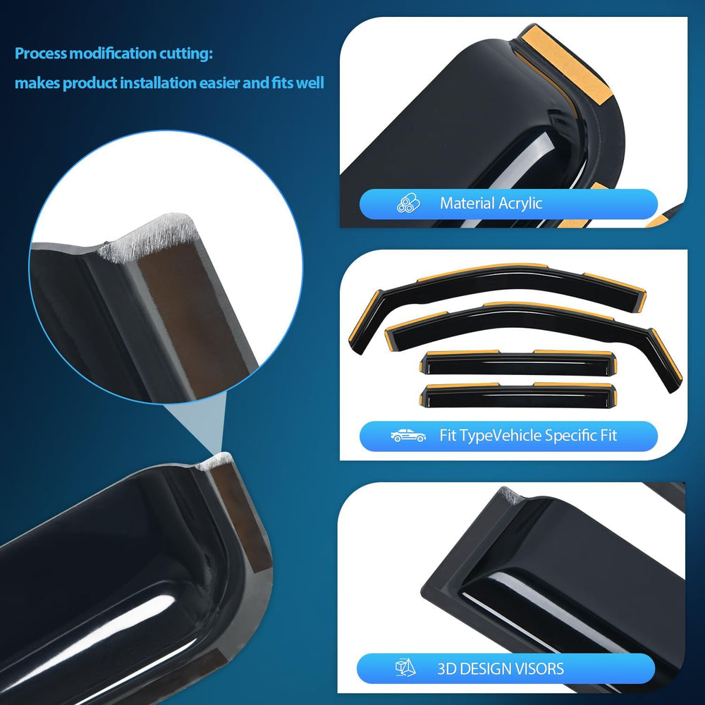 Rain Guards 2019-2024 Chevy Silverado 1500 Crew Cab/GMC Sierra 1500 Crew Cab Rain Guards Acrylic 4Pcs