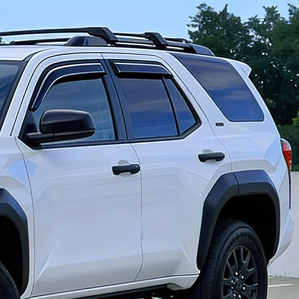 Window Visors for Toyota 4Runner 2010-2024 Outside Mount | Tape-On Rain Guards Vent Visors Window Deflectors Fresh Air Ventilation, Rain & Sun Protection Smoke Tint, 4PCS