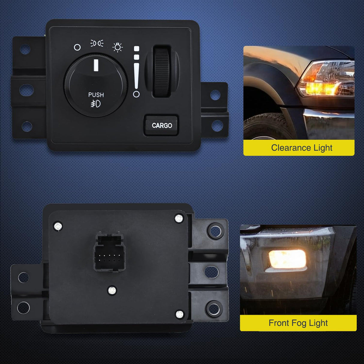Headlight Dimmer Switch Compatible with 2006 2007 2008 2009 Dodge Ram 1500 2500 3500 2008-2010 Ram 4500 5500 2005-2011 Dakota 2007-2009 Durango 2006 Mitsubishi Raider w/Cargo Fog Light Switch
