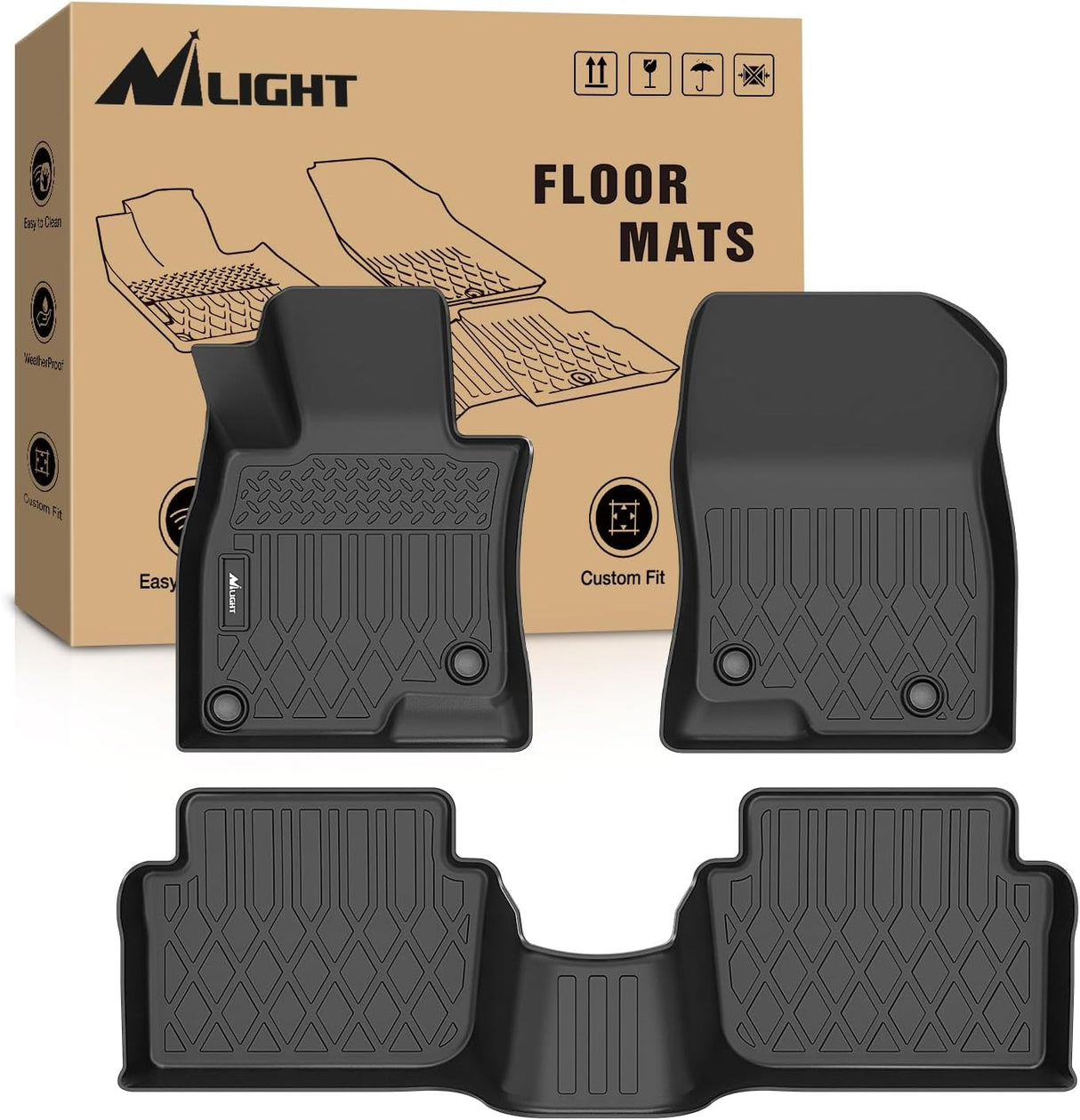 TPE Floor Mats for Mazda 3 2014 2015 2016 2017 2018, All Weather Custom Fit Heavy Duty Floor Liners