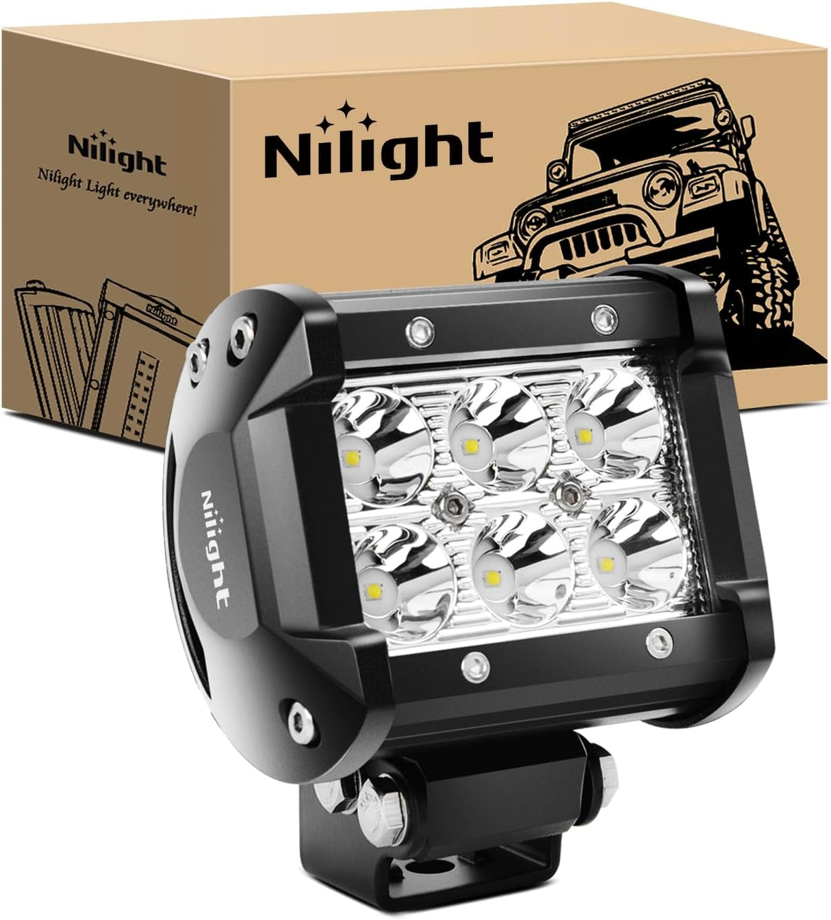 Led Pods 18W 1260LM Spot Off Road Driving Fog Light Bar Work Lighting for Truck Tractor Pickup Boat SUV ATV UTV 4WD Car 4x4 Van Camper Motorcycle Dirt Bike Golf Cart 12V 24V