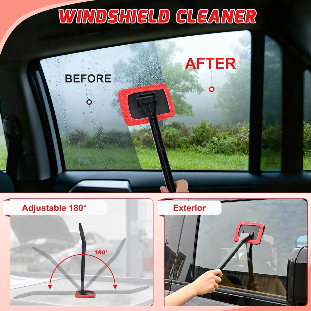 Automotive Tools 15PCS Car Detailing Kit Auto Cleaning Tools Wash Set with Storage Carry Bag Beginners Easy to Use for Interior Exterior Car Care Clean Windshield Dashboard Seat Air Vents Wheels Tires, Red
