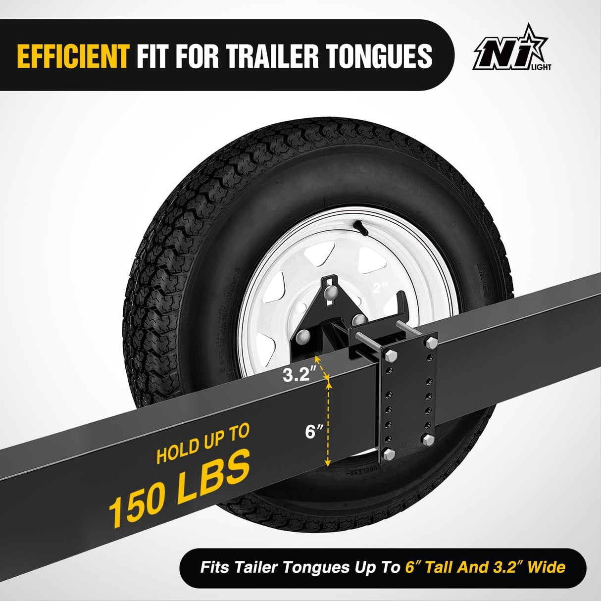 Spare Tire Carrier 3-Nuts Design Boat Trailer Carrier Bracket Utility Trailer Accessories Fits 4 & 5 & 6 Lugs Trailer Wheels on 4 Inch 4.5 Inch 4.75 Inch 5 Inch 5.5 Inchand 6 InchBolt Patterns 150 Lbs