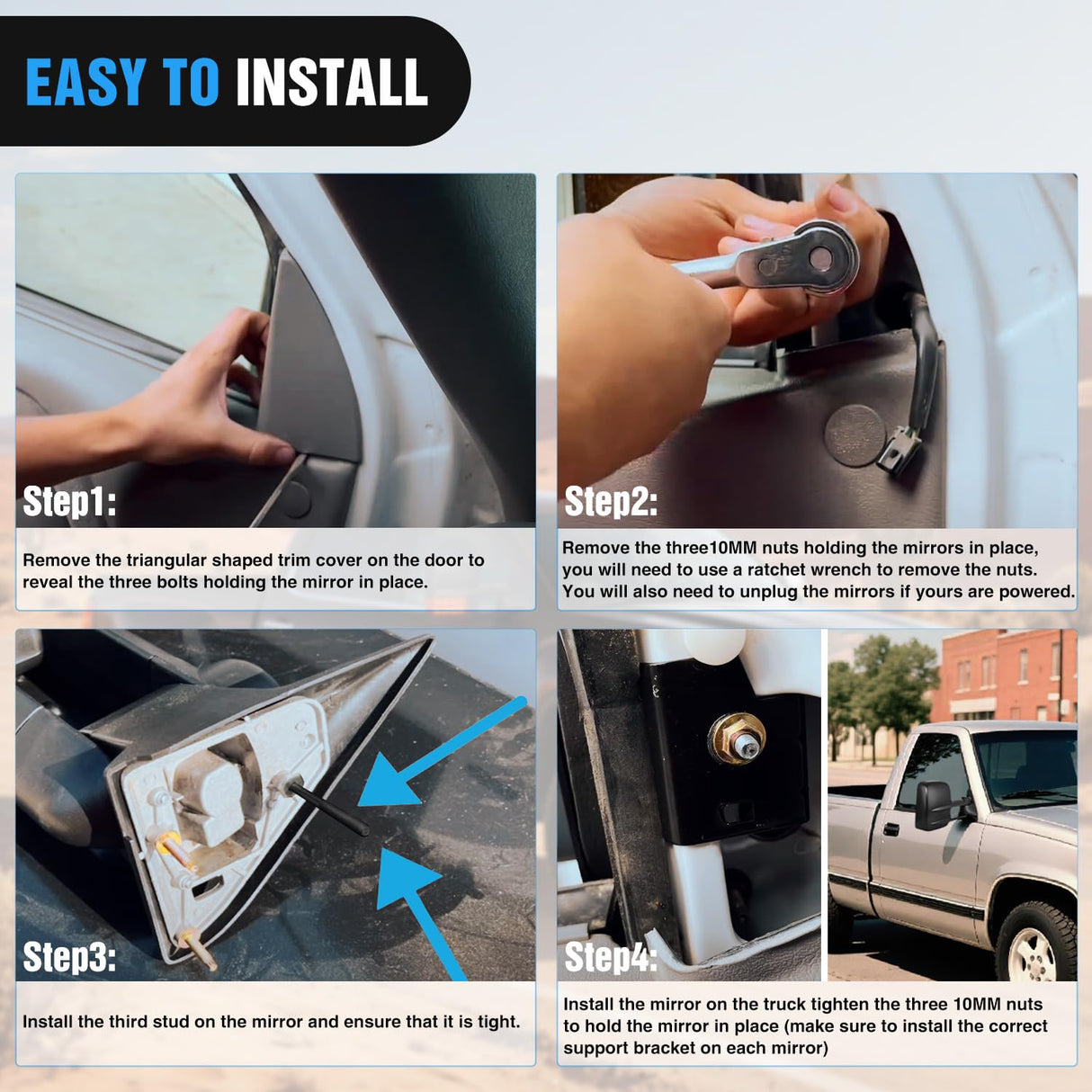 Towing Mirrors Manual Adjusted Flat Convex Glass Telescoping Folding Compatible With 1988-1998 Chevy Silverado GMC Sierra C/K 1500 2500 3500 Tahoe Suburban Yukon