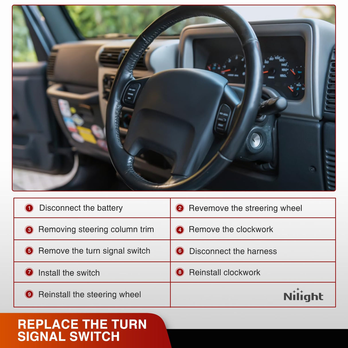 2001-2006 Jeep TJ Wrangler Sport Utility Turn Signal Switch Nilight