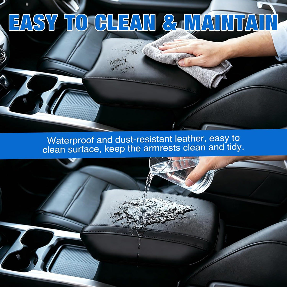 Center Console Cover for Honda CRV 2017-2022 Car Armrest Cushion | for CRV 2017 2018 2019 2020 2021 2022 Nappa Leather Armrest Cover for Car Waterproof Anti-Scratch Middle Arm Rest Pad, Black