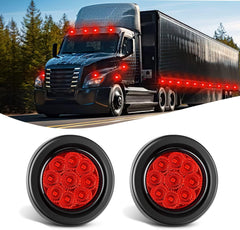 2 Inch Red 9 Leds Round Side Marker Light (Pair)
