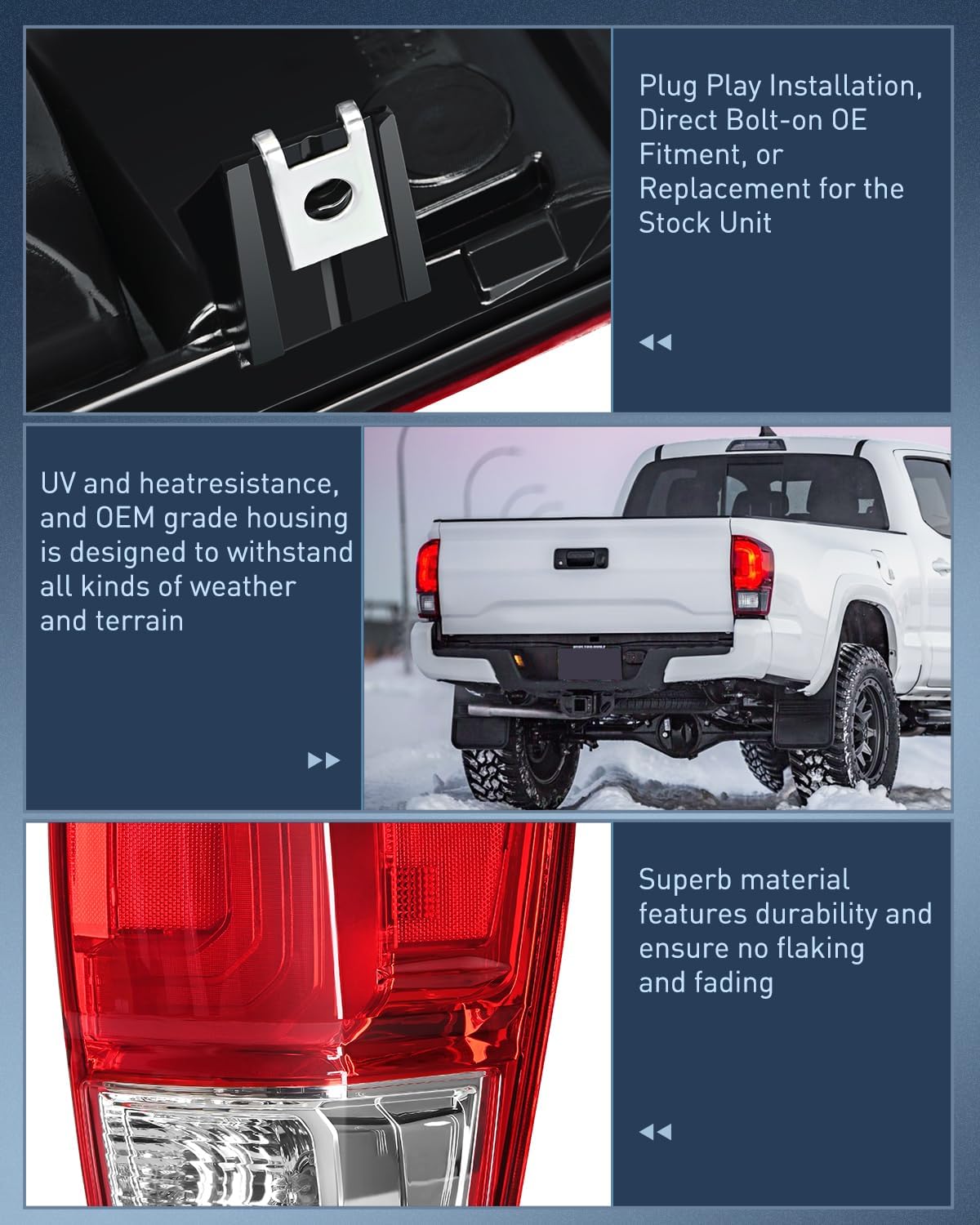 2016-2023 Toyota Tacoma Taillight Assembly Rear Lamp Replacement OE Style Passenger Side Nilight