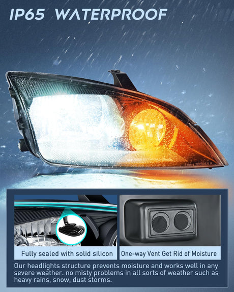 2005-2007 Ford Focus Headlight Assembly Black Housing Clear Reflector Clear Lens Nilight