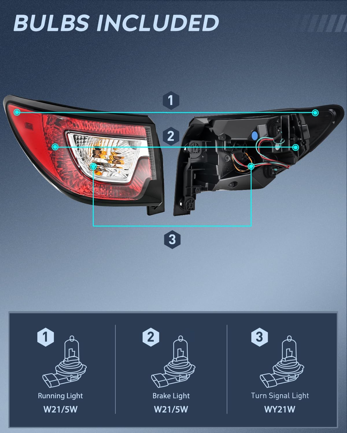Taillight Assembly Compatible with 2013 2014 2015 2016 2017 Chevy Traverse Tail Light Replacement OE Style Driver Side with Bulbs