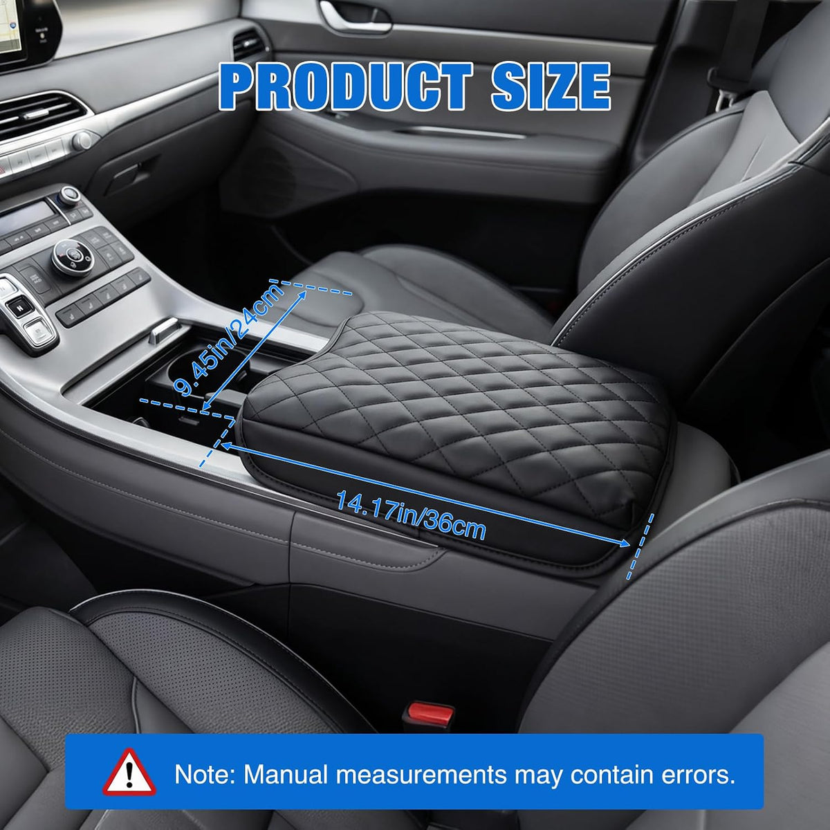 Center Console Cover for Hyundai Palisade 2019-2025 Armrest Cushion | Premium Nappa Leather Armrest Cover for Car Waterproof Center Console Pad Protector Anti-Scratch Arm Rest Box Cover, Black