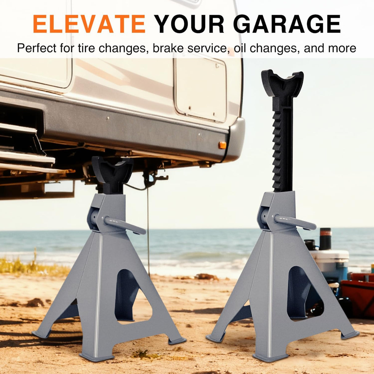Jack Stands, 6 Ton (12,000 lbs) Capacity Heavy Duty Steel Car Lifting Stand, Adjustable Height 15.35 Inch to 23.22 Inch, 1 Pair