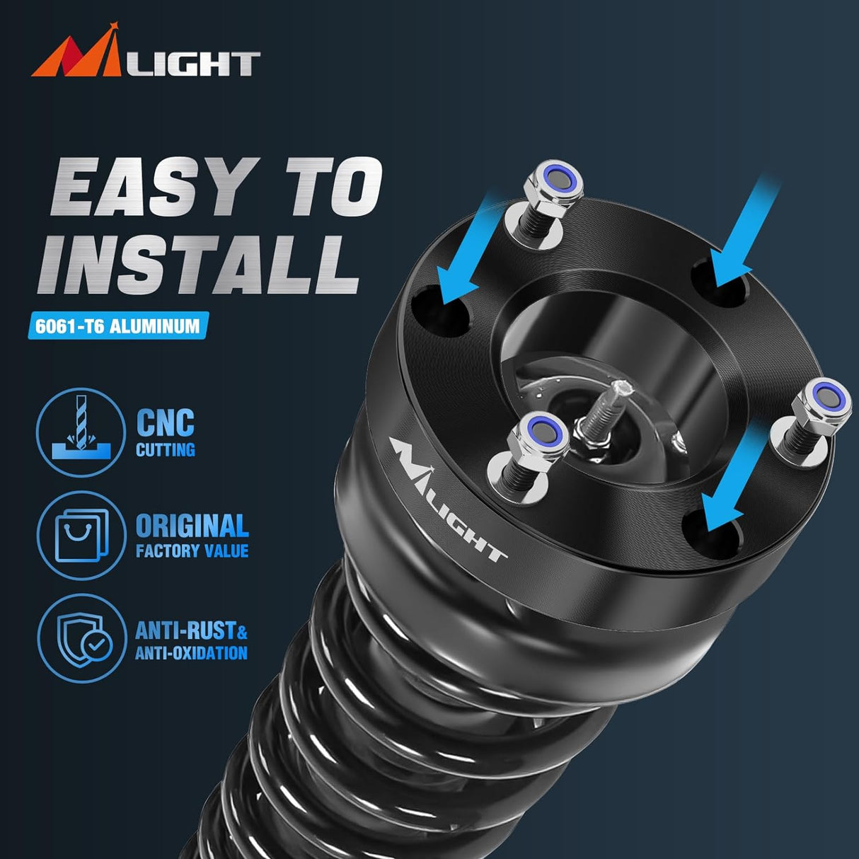 2 Inch Front Leveling Lift Kit for 2006-2023 Dodge Ram 1500 4WD Strut Spacer Suspension Lift Kits Nilight