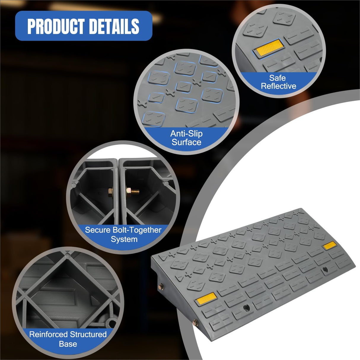 Curb Ramps 2 Pack, 3.9 inch Rise Durable Plastic Threshold Driveway Step Ramp for Scooter, Bikes, Motorcycle, Dolly, Lawn Mower