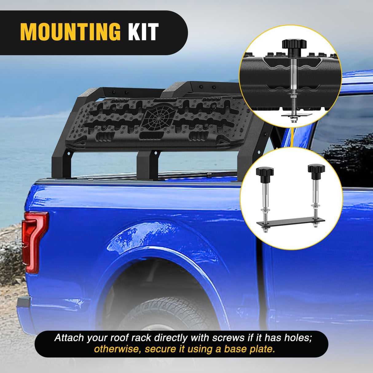 Off Road Traction Boards 4x4 Truck Jeep Recovery Tracks Mats Gear | Heavy Duty Tire Recovery Boards Mounting Kit With Round and Square Jack Lift Base for Truck Jeep SUV Mud Sand Dunes Snow