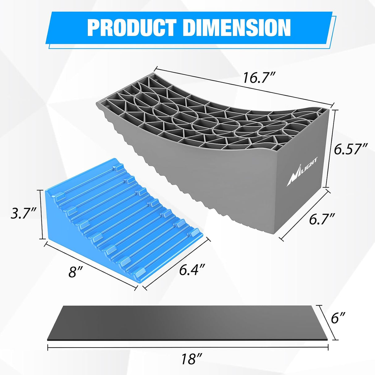 RV Leveling Ramp, Curved Camper Leveler up to 6 Inch Lift, Raised Tire Change Ramp, Tandem Wheel Aid for Dual Axle Trailers, 1 Pack