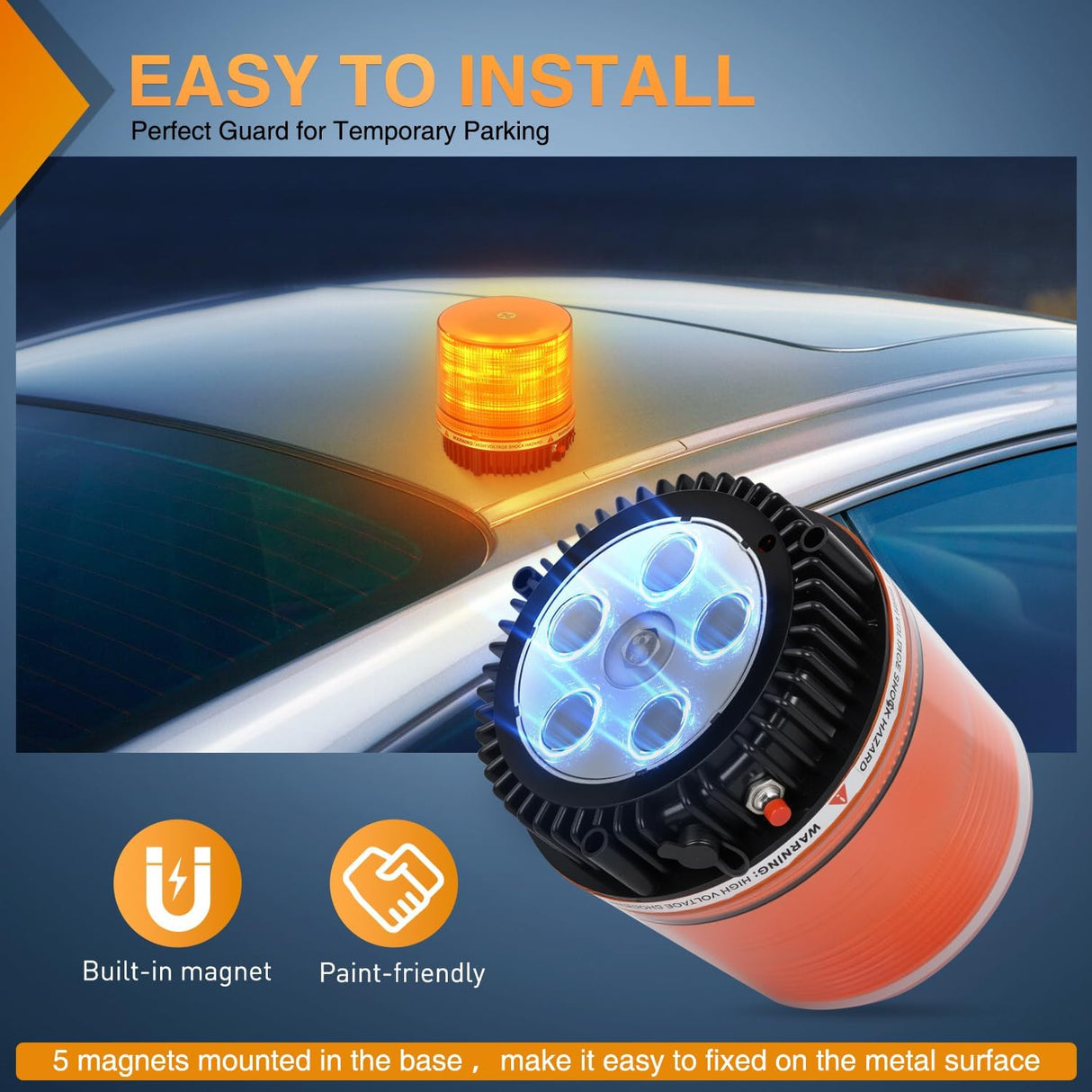 18LED Amber Magnetic Beacon Light Wireless Rotating Powered Emergency Hazard Warning Safety Flashing Roof Top Strobe Lights for Car Truck Snow Plows Forklift Trailer Security Vehicles