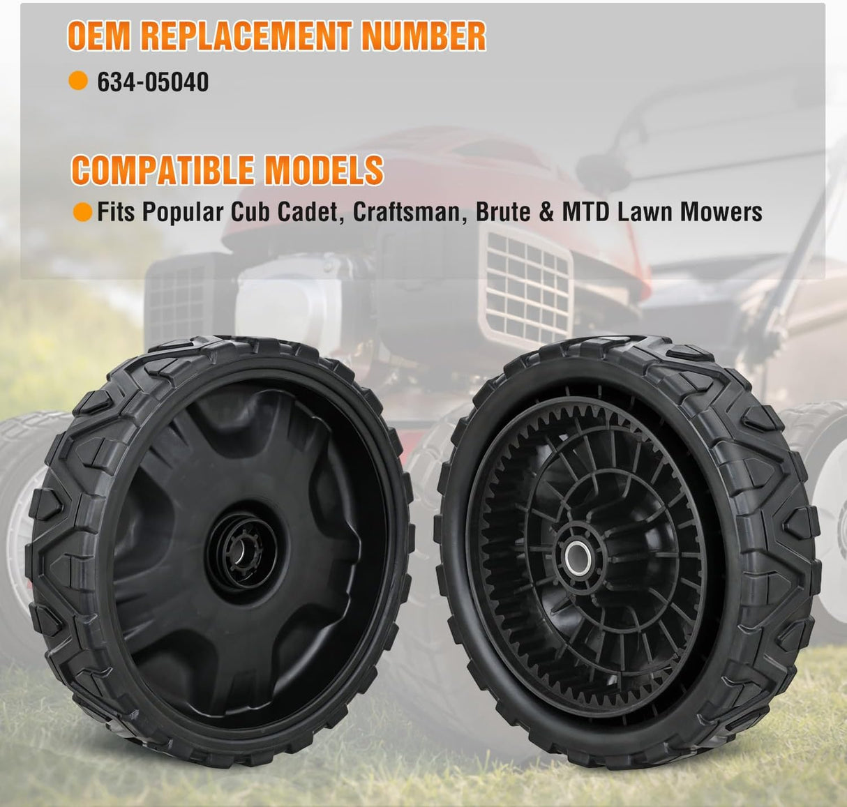 Lawn Mower Wheels Replacement 8 Inch 634-05040 Assembly, Lawnmower Wheels Compatible with MTD, Cub Cadet, Craftsman M210 M215 M230 M250 M270 M275 Walk-Behind Mower, 2-Pack