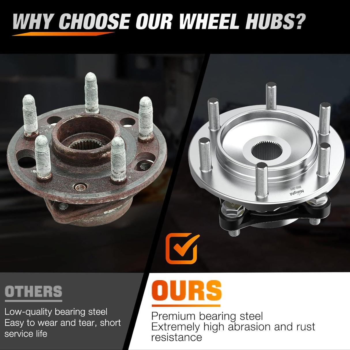 Front Wheel Bearing and Hub Assembly for Toyota Tacoma 2005-2018, 4Runner 2003-2018, FJ Cruiser 2007-2014, Lexus GX460 2010-2018, GX470 2003-2009, 4WD w/6 Lugs-950-001 2Pack