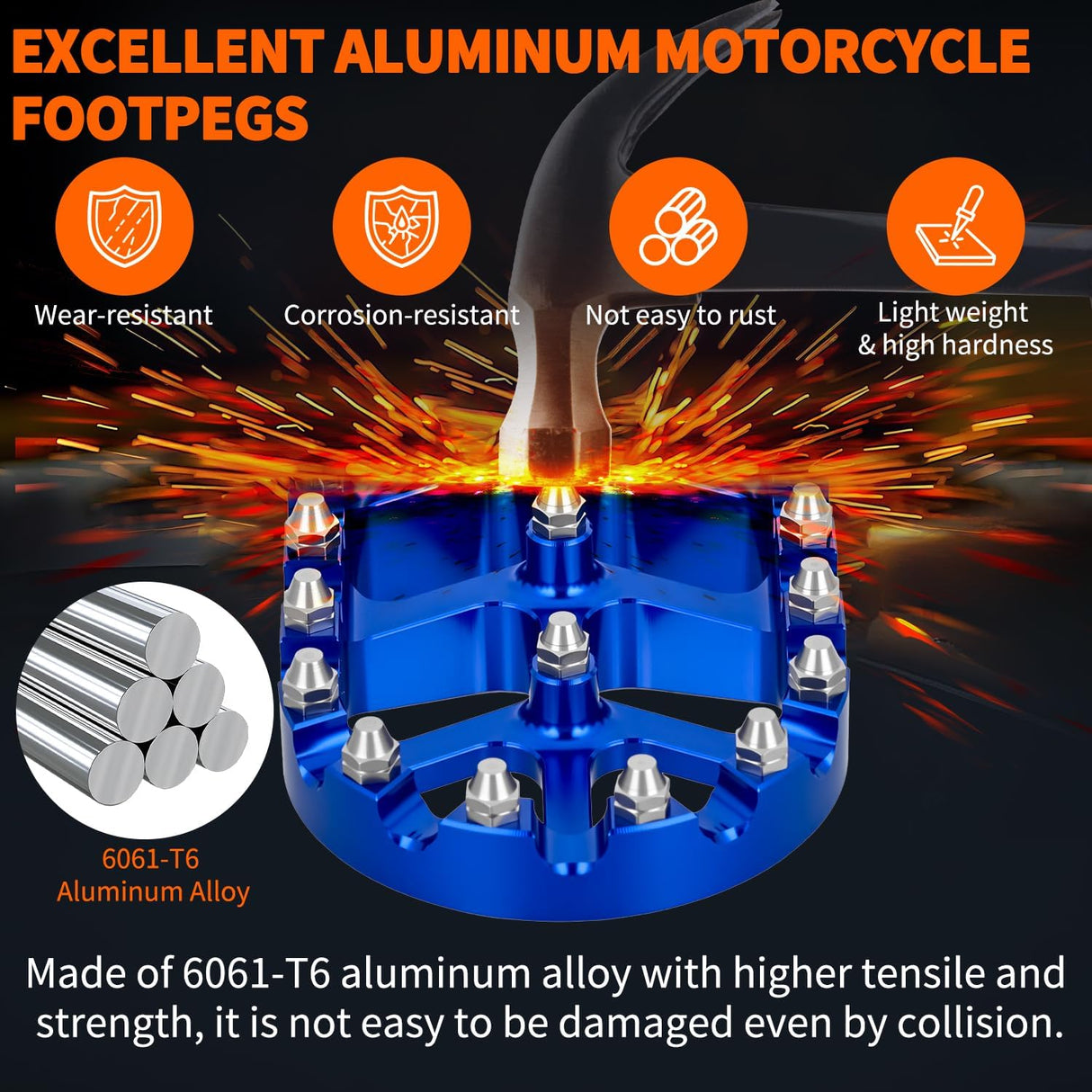 Motorcycle Foot Pegs Dirt Bike Footpegs Fit for Yamaha PW50 1981-2021 PW80 1983-2006 Y-ZINGER 1985-2001 TW200 1987-2021 CNC Foot Pegs for Motorcycles Heavy Duty Foot Rests Peg Pedal, Blue