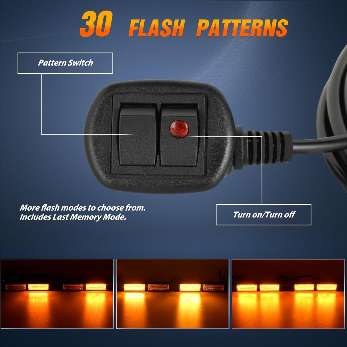 40LED Amber Emergency Strobe Traffic Advisor Light Bar with Suction Cups Dash Safety Warning Hazard Flashing Lights Interior Front/Rear Windshield for Trucks Construction Vehicles