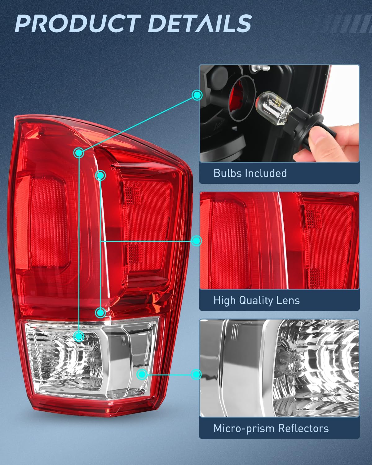 2016-2023 Toyota Tacoma Taillight Assembly Rear Lamp Replacement OE Style Passenger Side Nilight