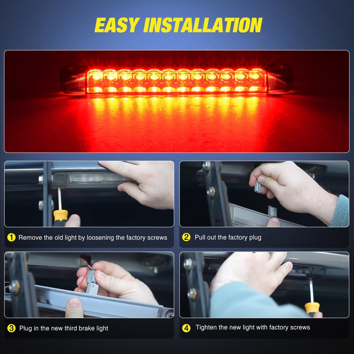 Third Brake Light Tail High Mount 3rd Stop Lights Smoked Lens for Toyota 4Runner 2010-2016 Highlander 2014-2016 Prius 2010-2015 Prius C Prius V 2012-2016 Sienna 2011-2016 Van SUV Rear Cab