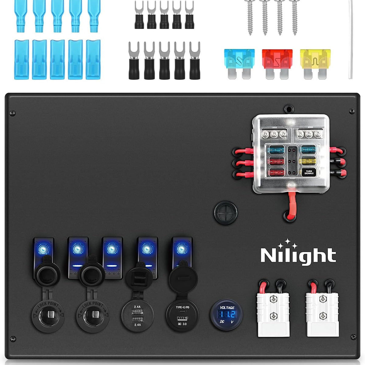 12V/24V Camping Electrical System Centre Battery Power Control Box Fus ...