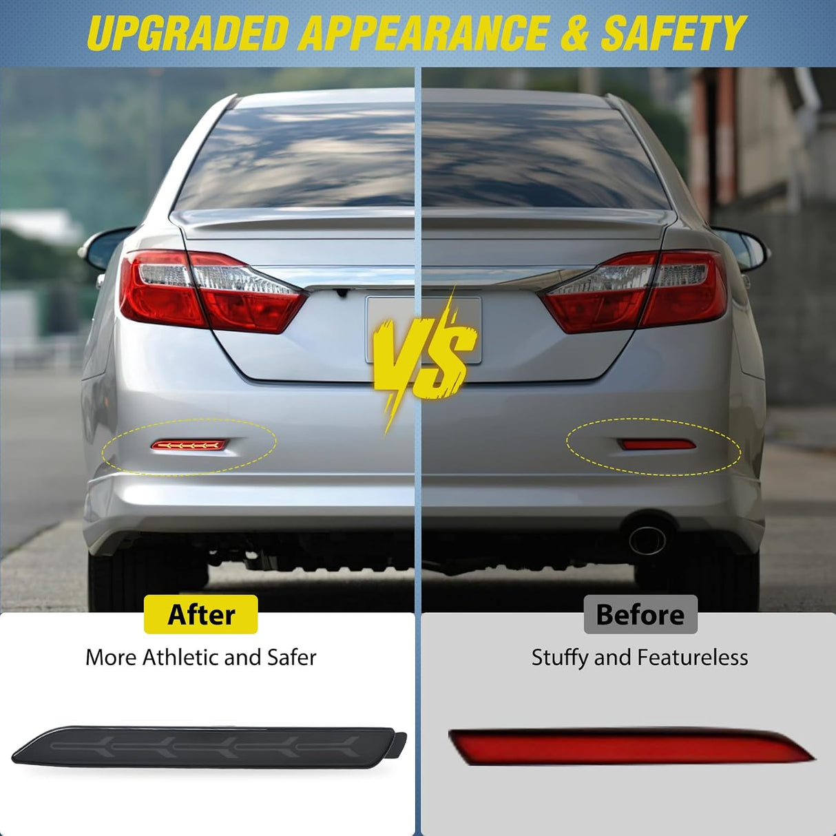 Smoke Lens Rear Bumper Tail Light for 2006-2014 Toyota Camry | for 2006 2007 2008 2009 2010 2011 2012 2013 2014 Toyota Camry Brake Turn Signal Driving LED Reflector Lamps Replacement
