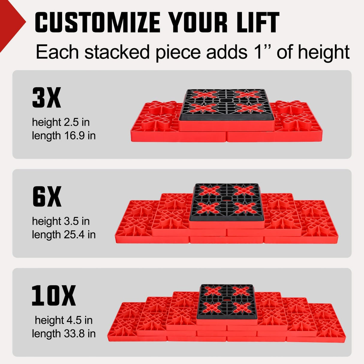 RV Leveling Blocks 12 Pack Interlocking Design Stabilizer Block Anti-Slip Rubber Covers Customizable Height with Carrying Bag for Rv Camper Travel Trailer