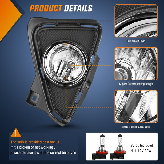 Fog Light Assembly Fog Lights Assembly Compatible with 2016 2017 2018 Toyota RAV4 Fog Lamp Bumper Light Replacement Clean Lens Passenger and Driver Side with 12V H11 552 Halogen Bulbs