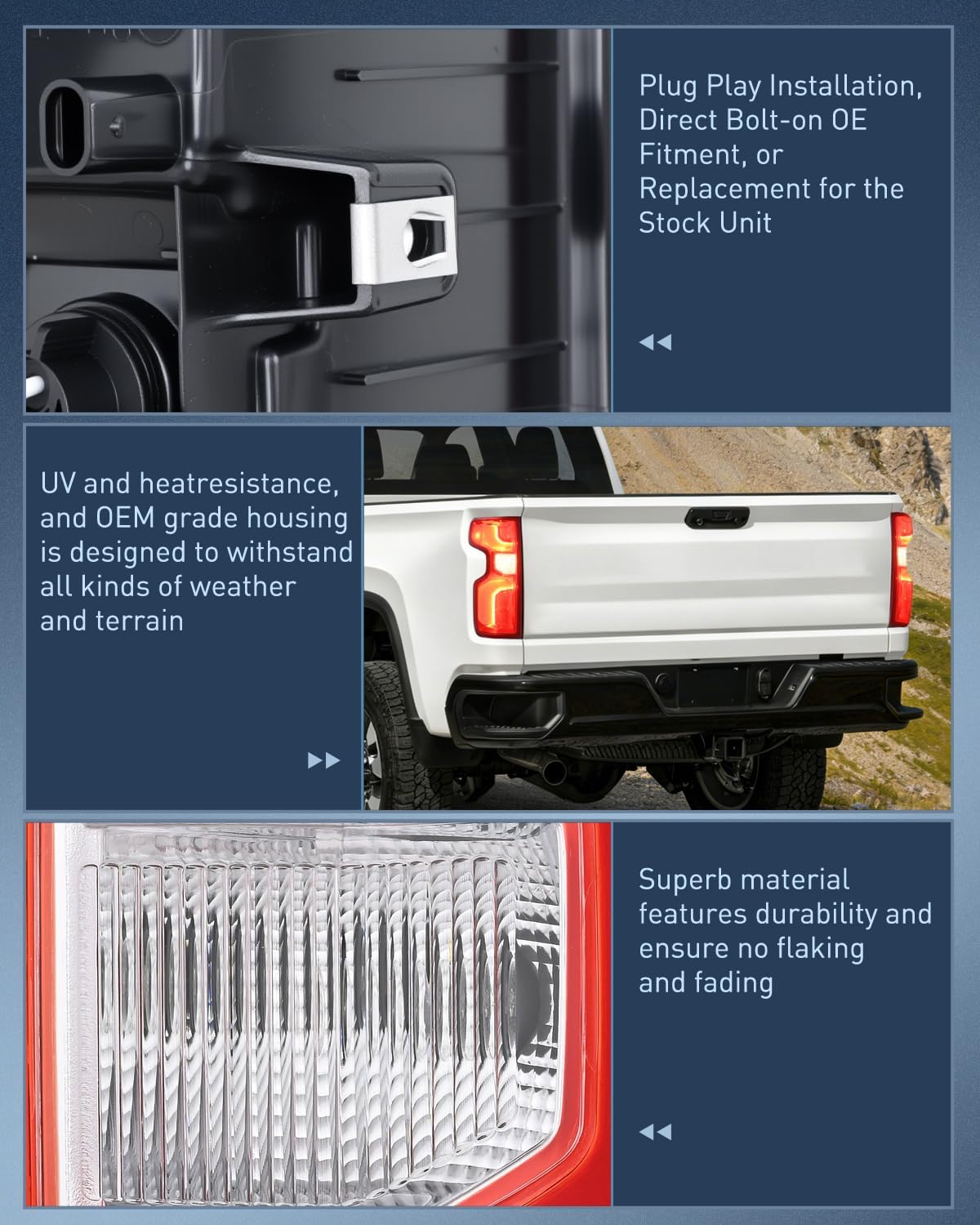 Taillight Assembly for 2019 2020 2021 2022 2023 Chevy Silverado1500 | 2020 2021 2022 2023 Silverado 2500HD 3500HD LED Tail Light Rear Lamp Replacement Driver Side