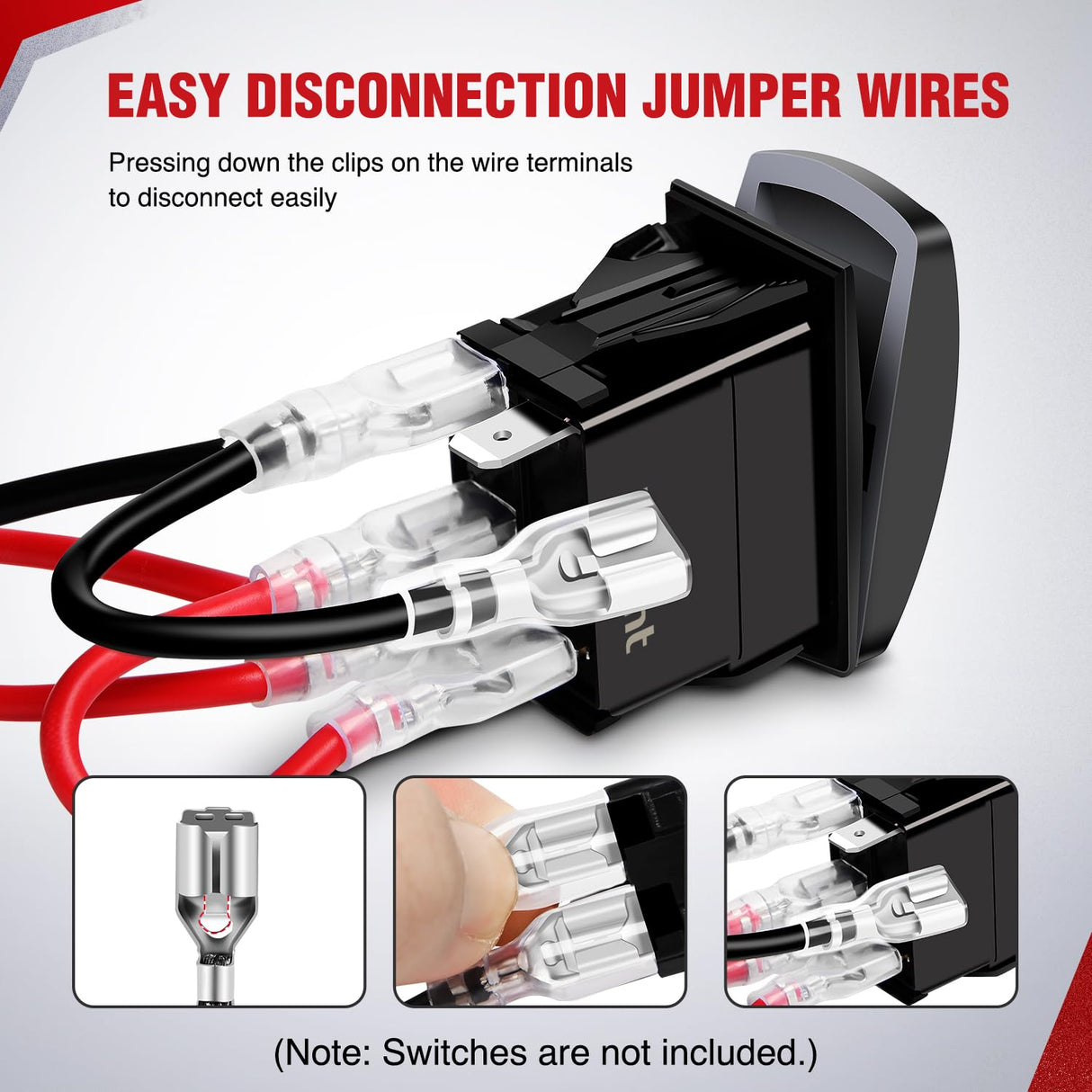 2 PCS 5 Pin Rocker Switch Jumper Wires Set for 5Pin Toggle On/Off Rocker Switch Wiring fot Automotive Polaris Ranger RZR ATV Console Switch Install 1 Set Switch Not Included