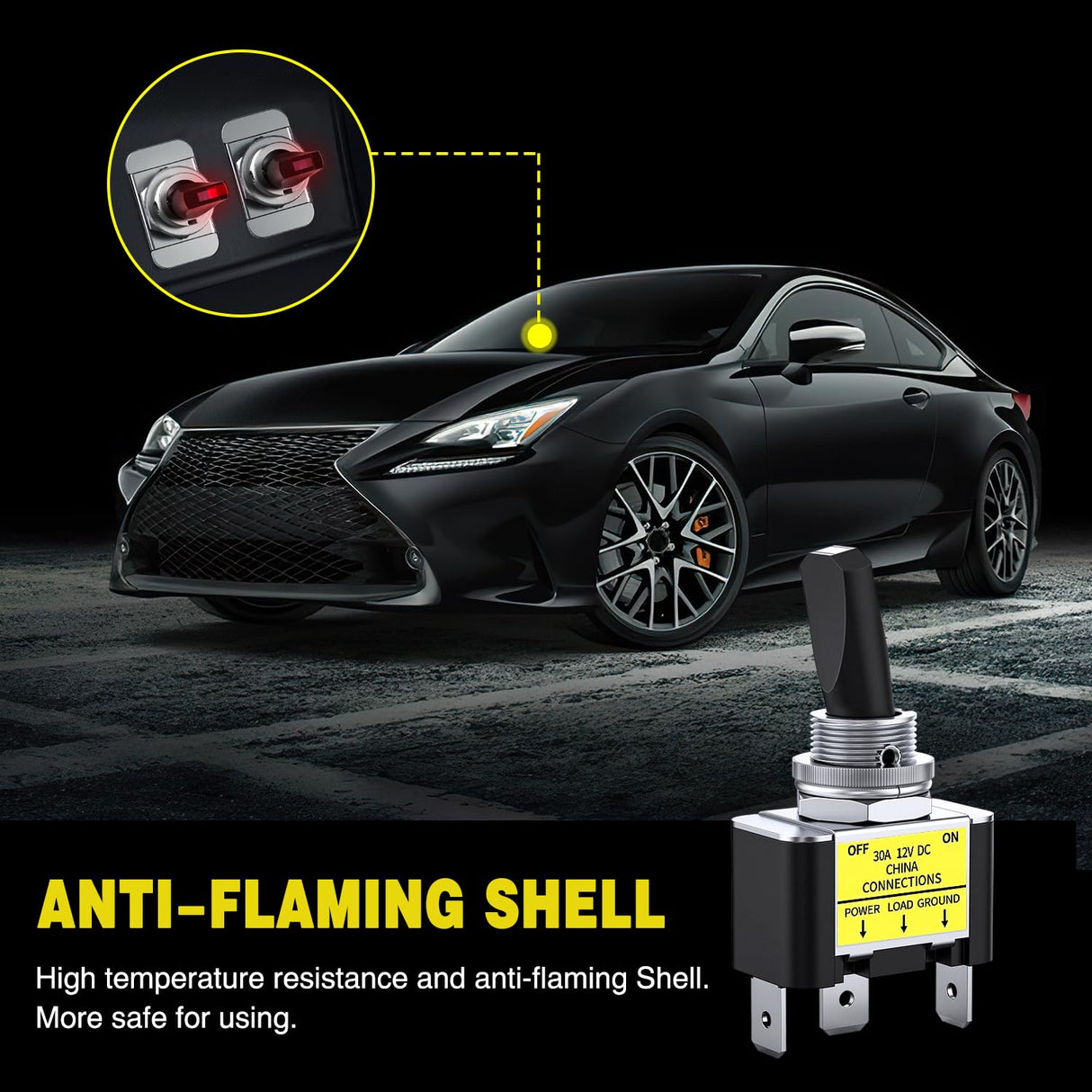 Nilight 5PCS LED Toggle Switch ON Off 12V 30A Red LED Lighted Metal Switches Heavy Duty SPST 3 Pin Rocker 12mm Mounting Hole for Automotive Cars Trucks Boats Racing Car