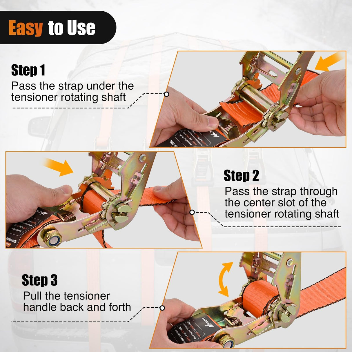 Flat Hook Ratchet Straps 10 Pack 2 in x 30 Ft Orange | Heavy Duty Tie Down Straps 10,000 Lbs Breaking Strength for Truck, Trailers Pickup