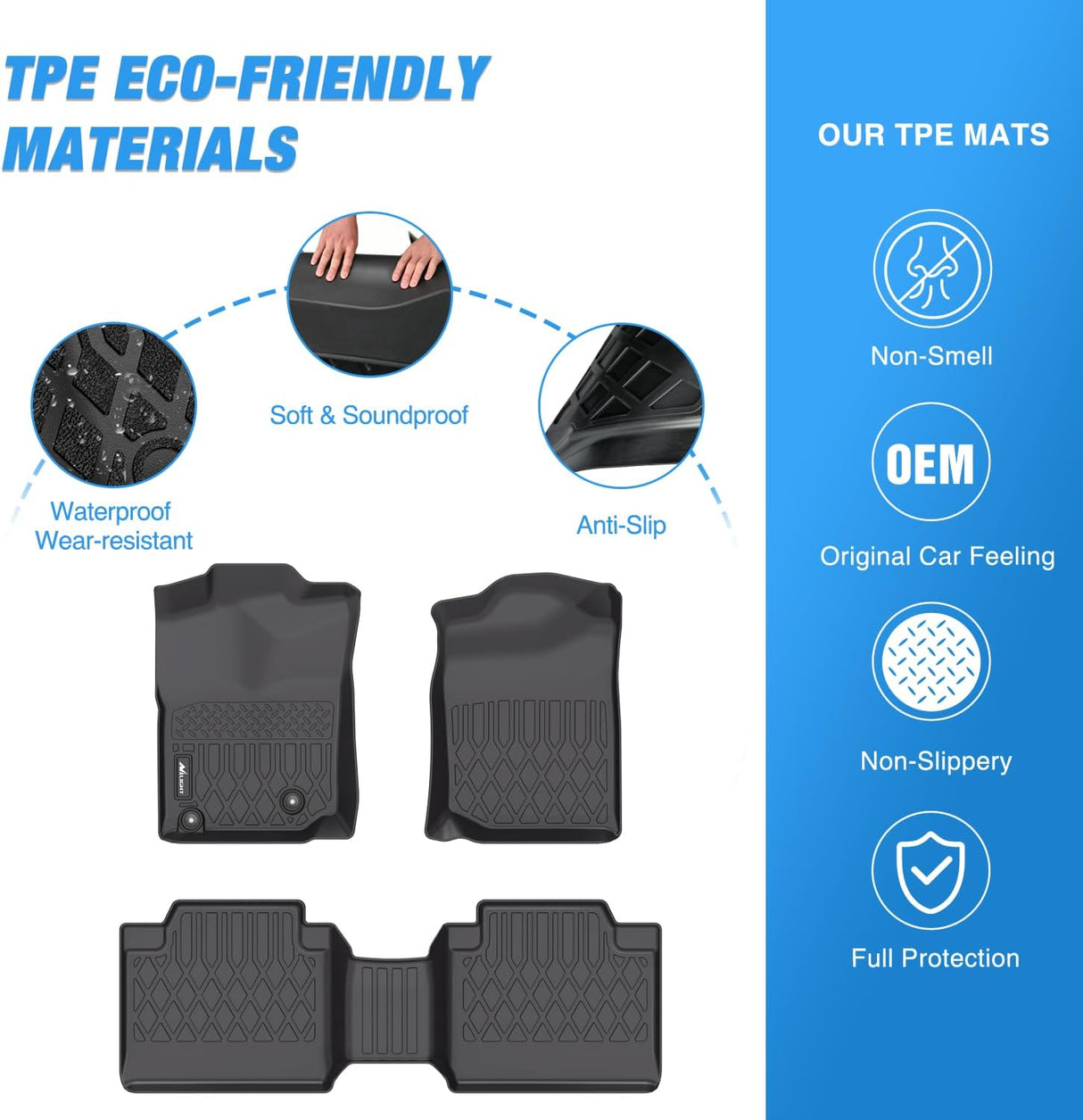 TPE Floor Mats for Toyota Tacoma Access Cab 2008 2009 2010 2011 All Weather Custom Fit Heavy Duty Floor Liners
