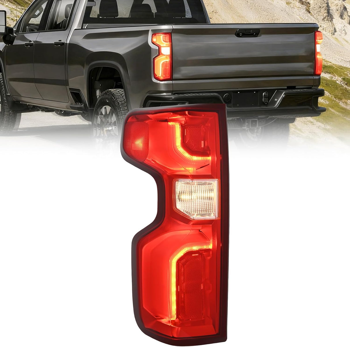 Taillight Assembly for 2019 2020 2021 2022 2023 Chevy Silverado1500 | 2020 2021 2022 2023 Silverado 2500HD 3500HD LED Tail Light Rear Lamp Replacement Driver Side