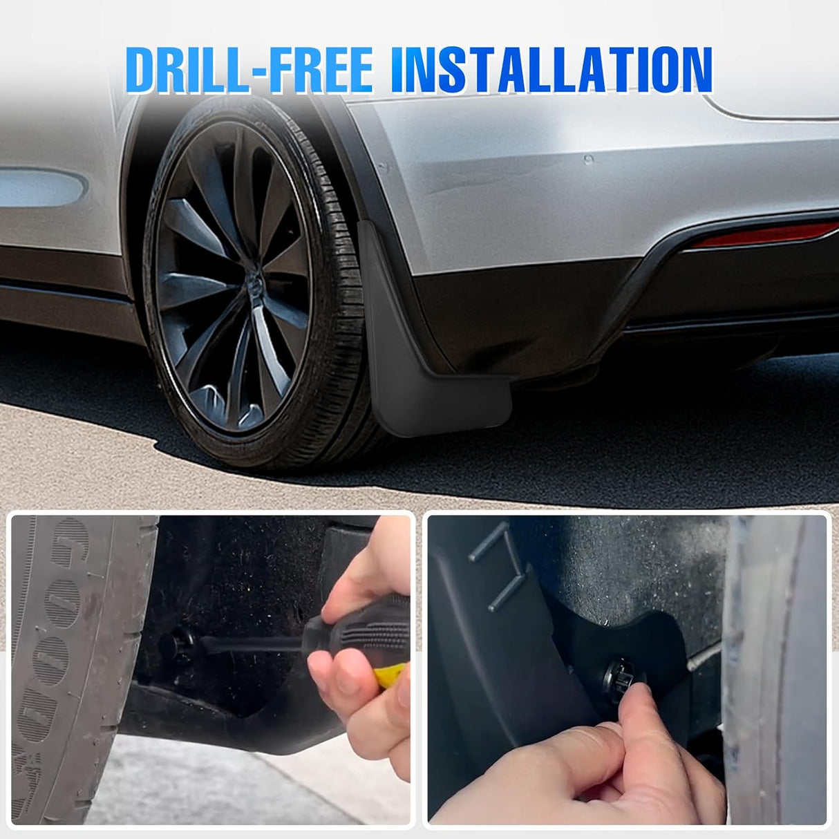 Mud Flaps for Tesla Model X 2022 2023 2024 2025, No Drilling Precision Fit Exterior Accessories Heavy-Duty Splash Guards Protection, Front & Rear Set